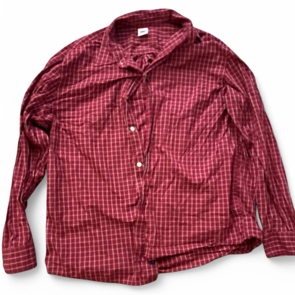 Old Navy Red and White Casual Button Down Shirt